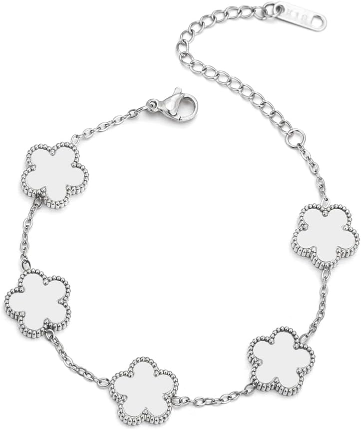 FLY FEI 18K Gold-Plated Four Leaf Clover Bracelet for Women,Adjustable lucky Bracelet Set Jewelry Gift-Hypoallergenic Charm for Birthdays, Wellness & Daily Wear - Image 1